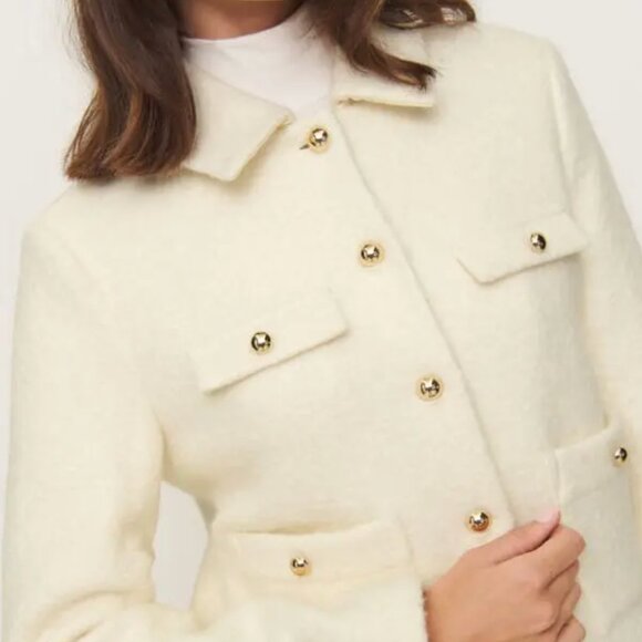 NWT Reformation Marin Wool-Blend Jacket - Cream - XS - Picture 3 of 7
